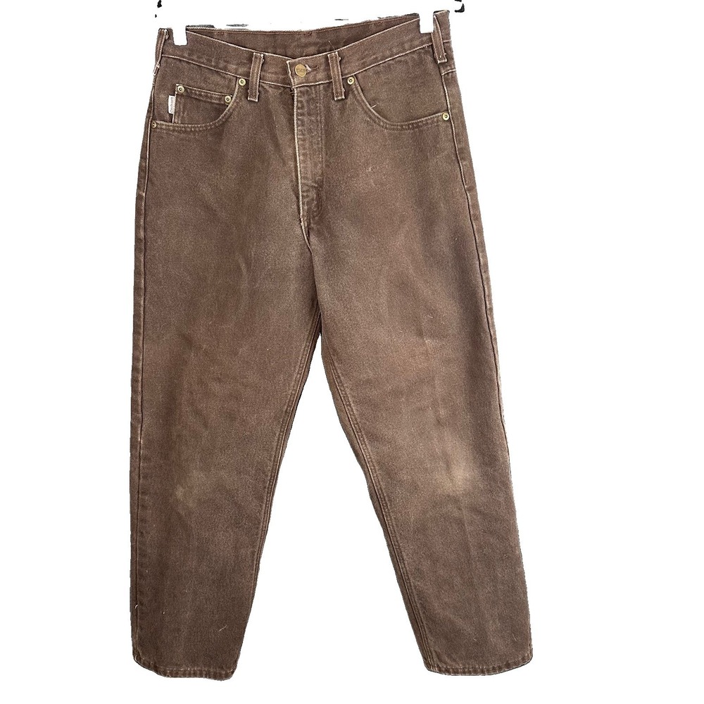 Carhartt Vintage Brown Duck Canvas Flannel Lined Dungaree Pants Mens 33x30 lined